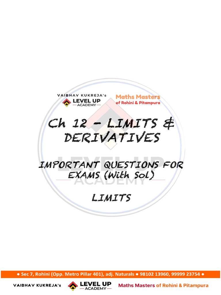 Ch12 11X Maths Imp Ques L&D | PDF