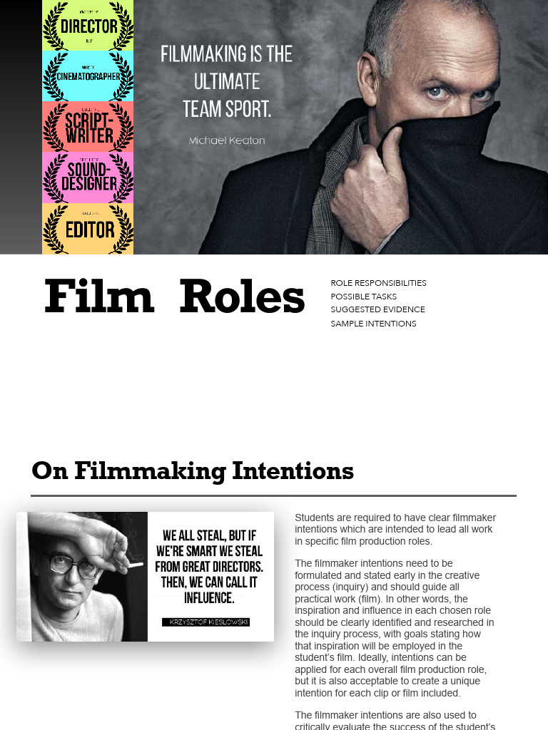 Filmmaking Roles and Responsibilities Guide | PDF