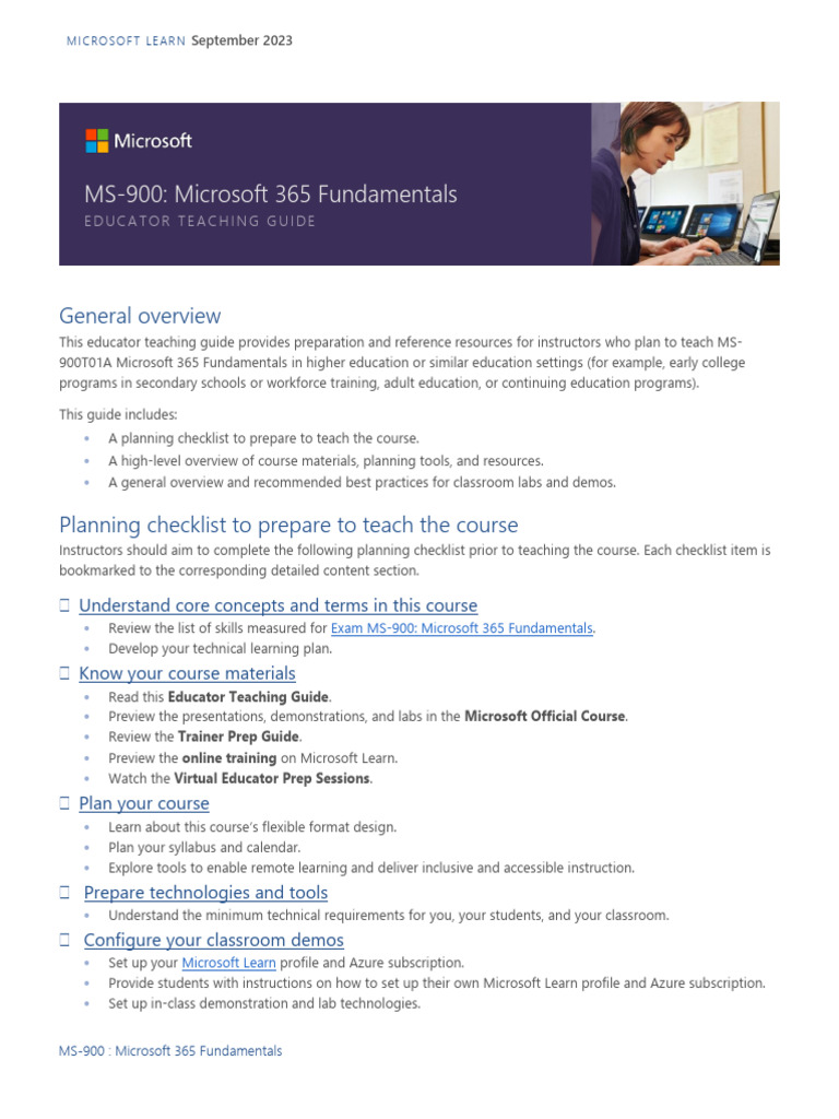 Microsoft 365 Fundamentals Teaching Guide | PDF | Microsoft Office ...