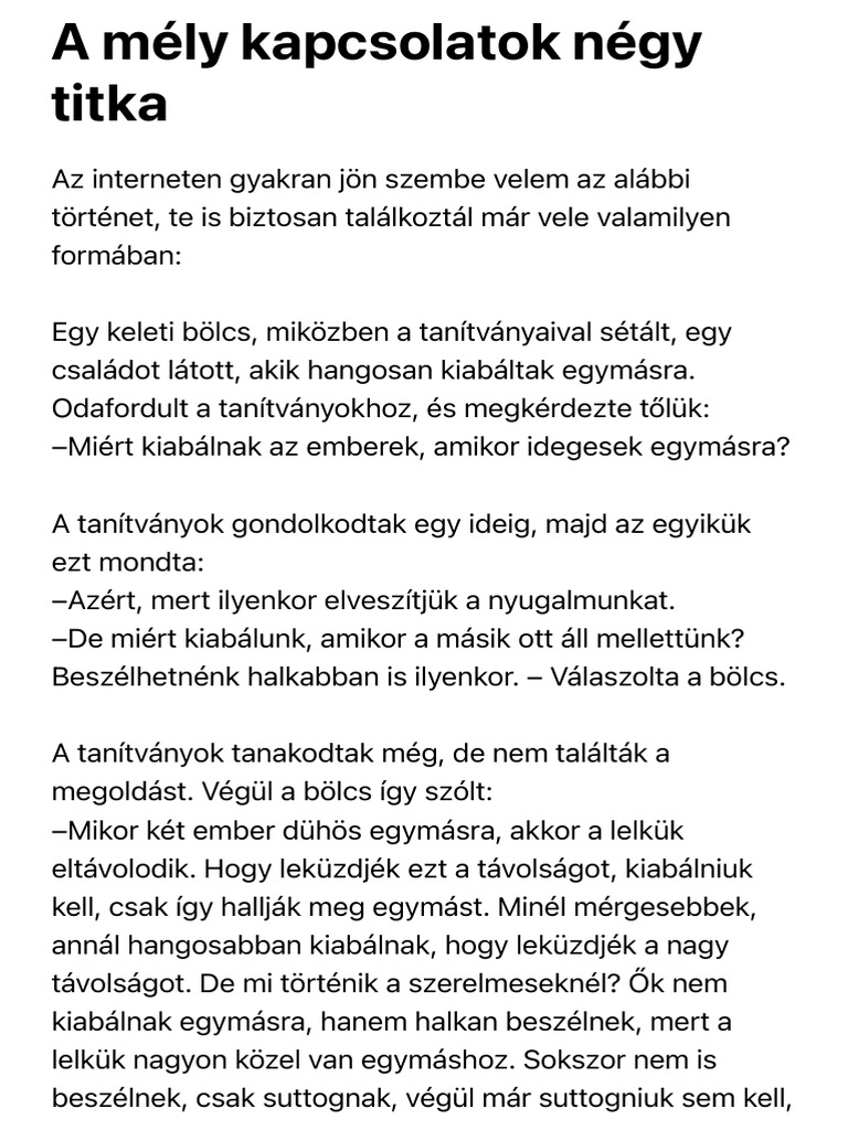 A Mély Kapcsolatok Négy Titka | PDF