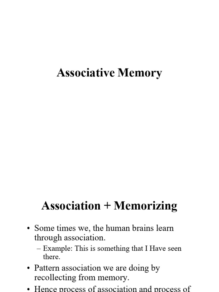 Understanding Associative Memory Concepts | PDF | Memory | Applied ...