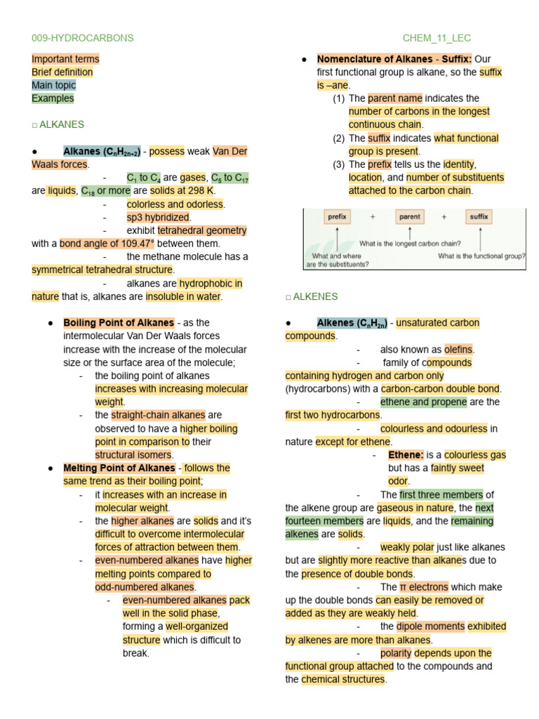 009-Chem 11 Lec (Hydrocarbons) | PDF | Alkene | Alkane