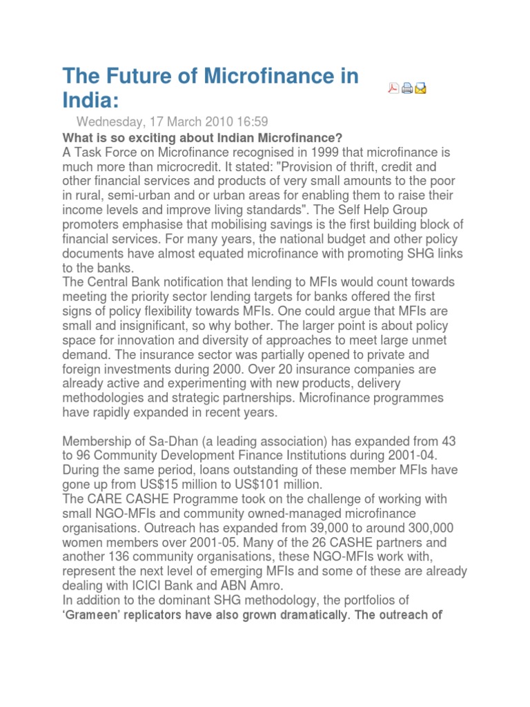 Future Of Microfinance In India Pdf