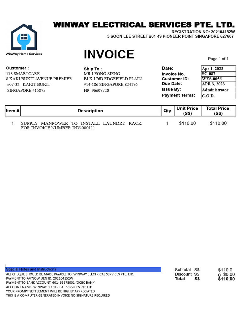 #Invoice 0111 Invoice Sc-087 178smartcare | PDF