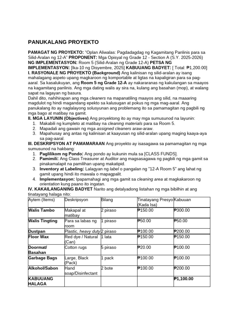 Mawa Ng Project Proposal Sa Pag Bili o Dagdag Na g... | PDF