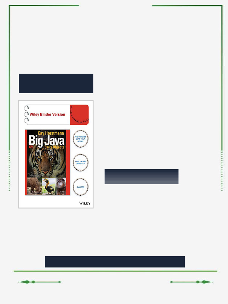 Big Java Early Objects 6th Edition Cay S. Horstmann Ebook Fully Updated ...