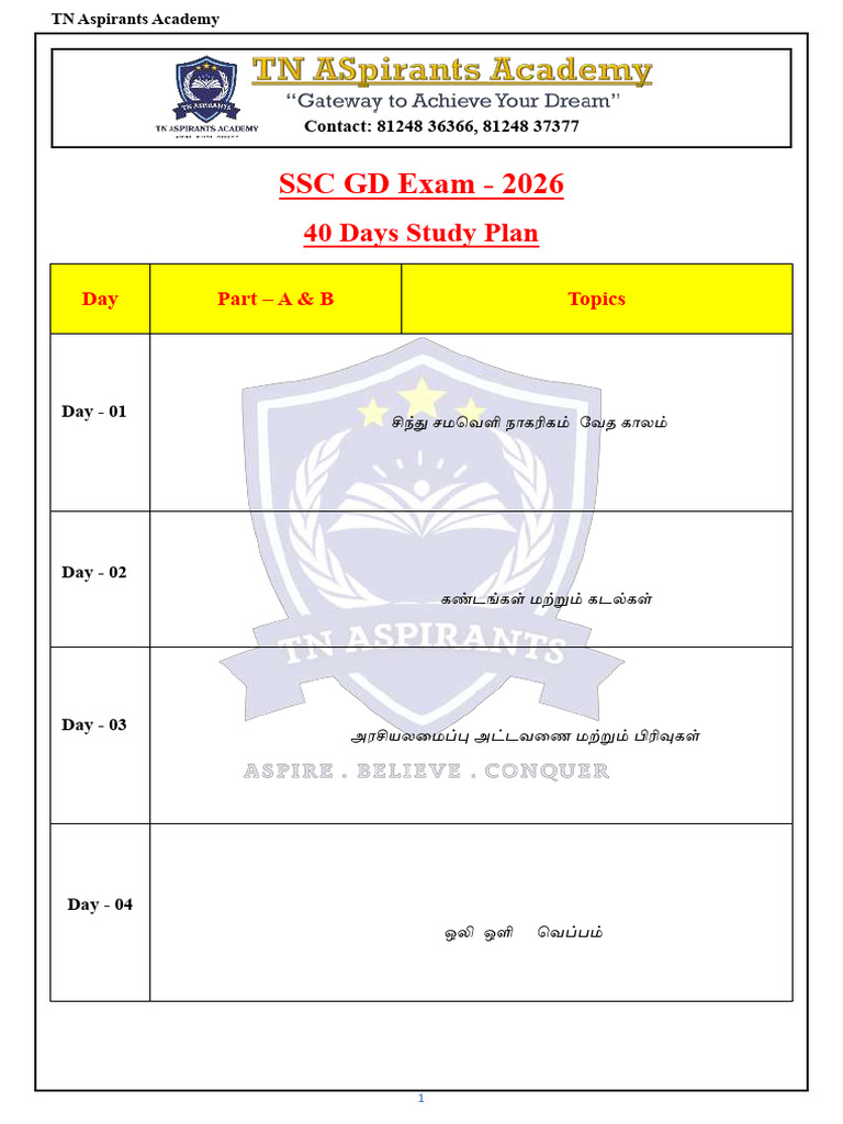 GD 40 Days Study Plan | PDF
