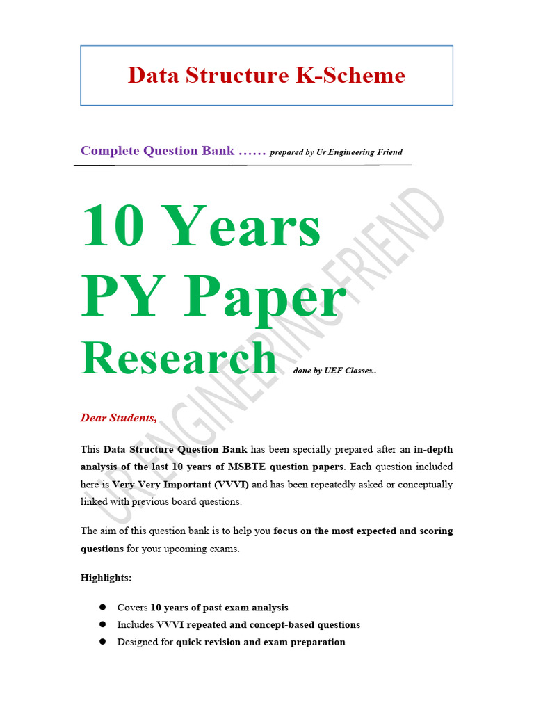 DSU Complete Question Bank From 10 Years Paper Research by Ur ...