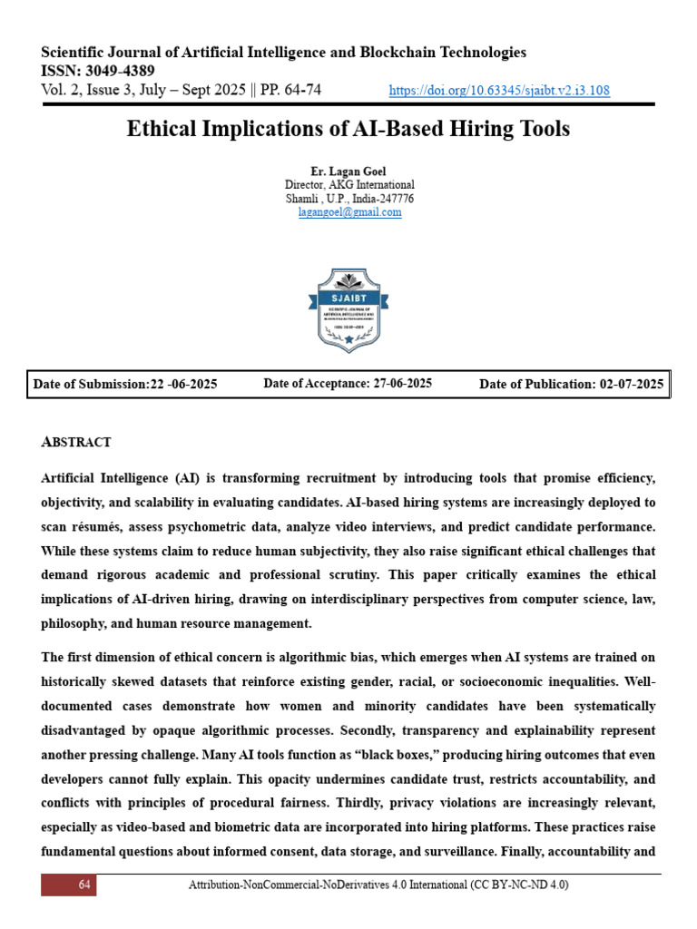 Ethical Challenges in AI Hiring Tools | PDF | Artificial Intelligence ...
