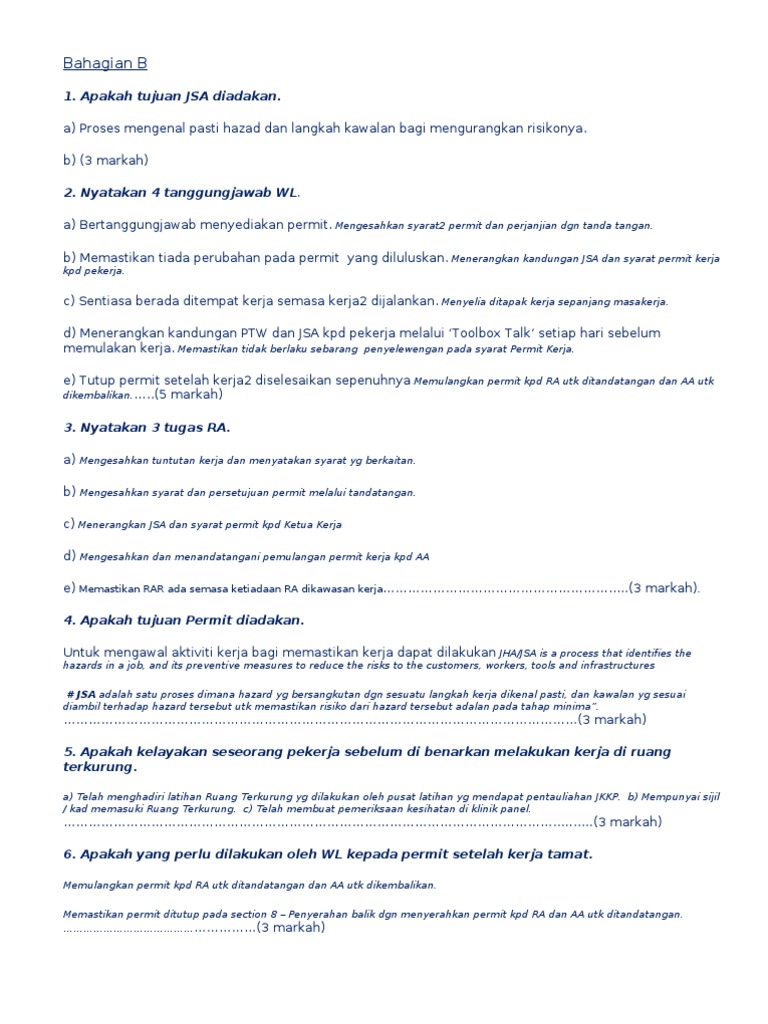 Ptw Course Questionare For Petronas Gas Berhad