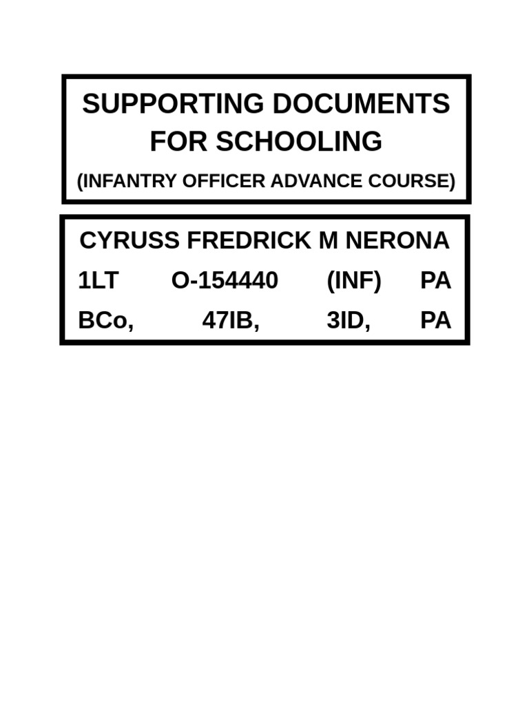 Infantry Officer Course Support Documents | PDF