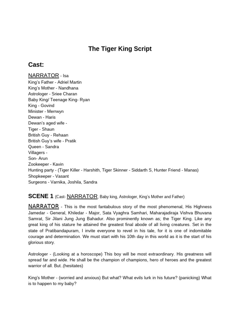 The Tiger King Script Overview | PDF