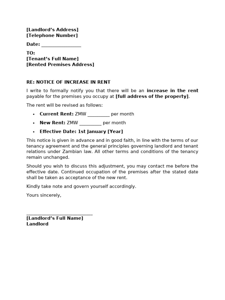 Notice of Rent Increase for Tenants | PDF