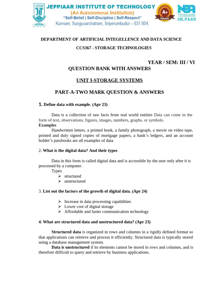 Storage Technologies Question Bank | PDF | Hard Disk Drive | Cloud ...