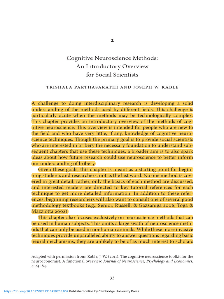 Cognitive Neuroscience Methods: An Introductory Overview For Social ...