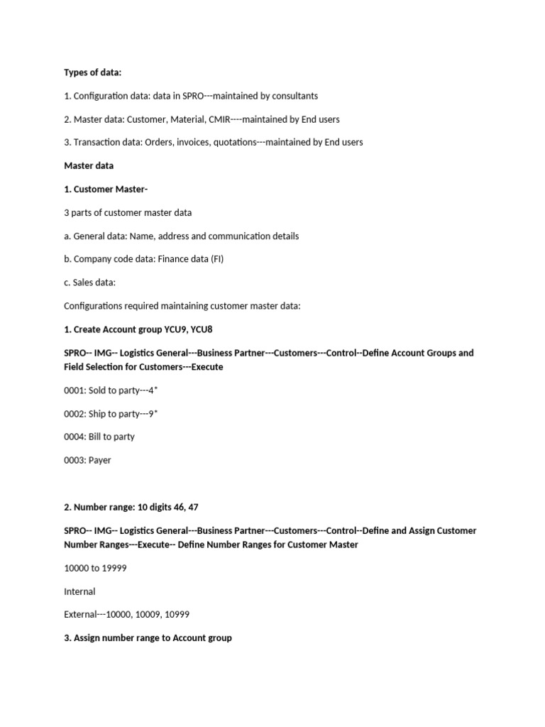 Master Data Management in SPRO Guide | PDF