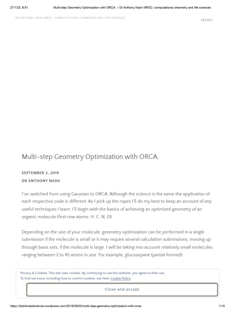 Multi-step Geometry Optimization with ORCA. – Dr Anthony Nash MRSC ...