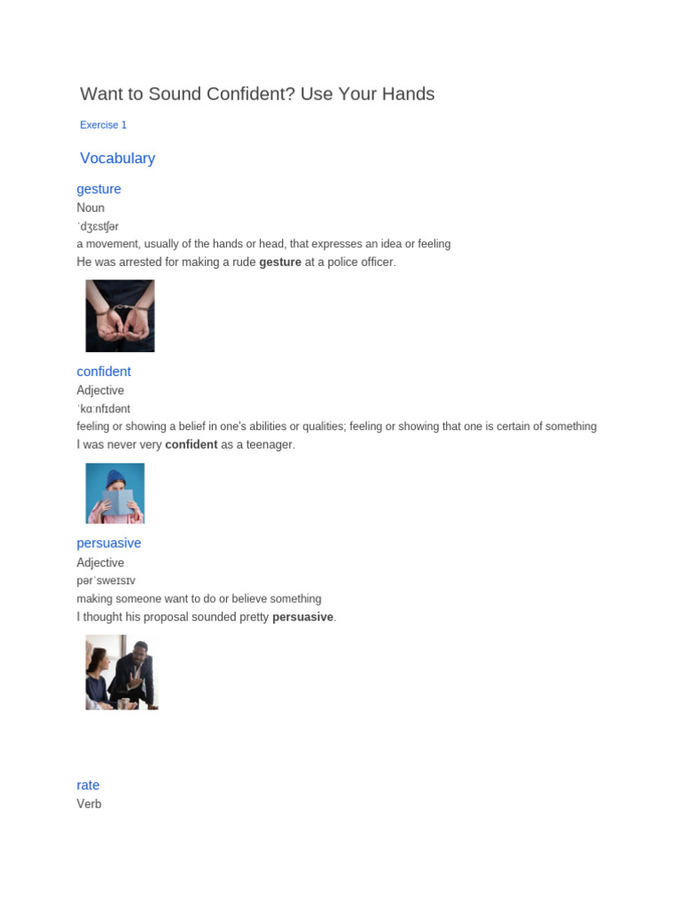Boost Confidence with Hand Gestures | PDF | Gesture | Adjective