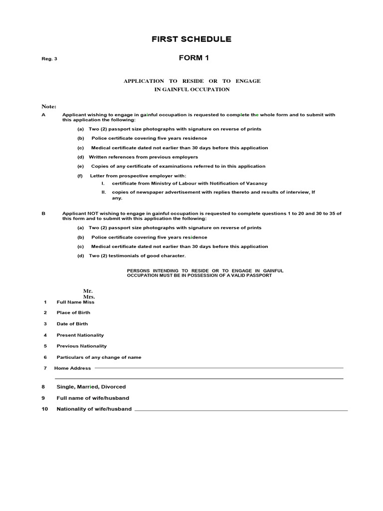 Gainful Occupation Application Form | PDF | Notary Public | Common Law