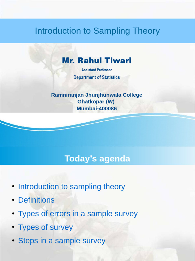 Overview of Sampling Theory Basics | PDF | Estimator | Sampling ...