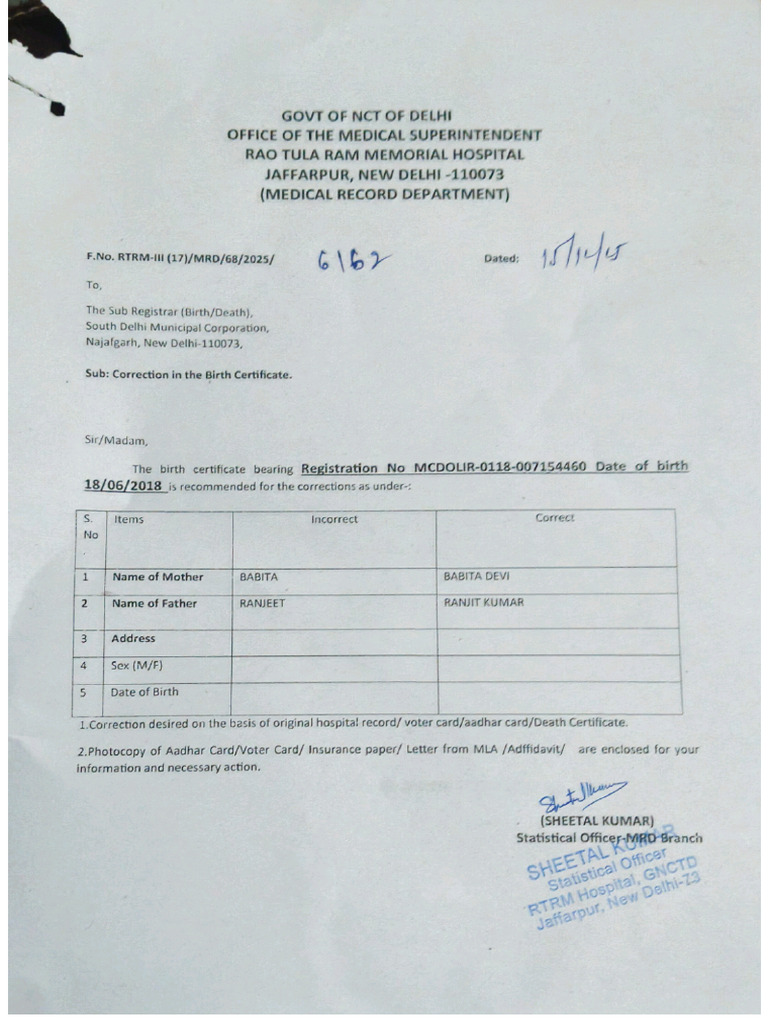 Hospital Certificate | PDF