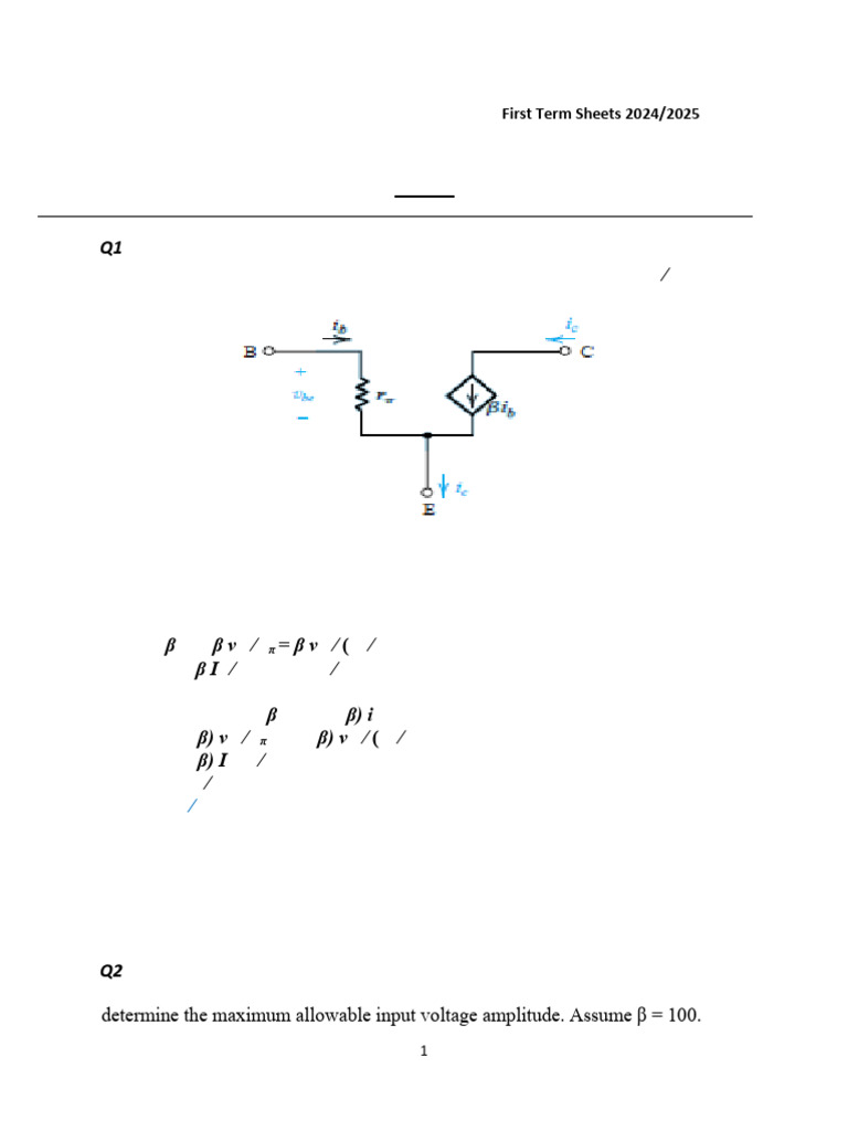 BJT Amplifier Analysis and Solutions | PDF | Bipolar Junction ...