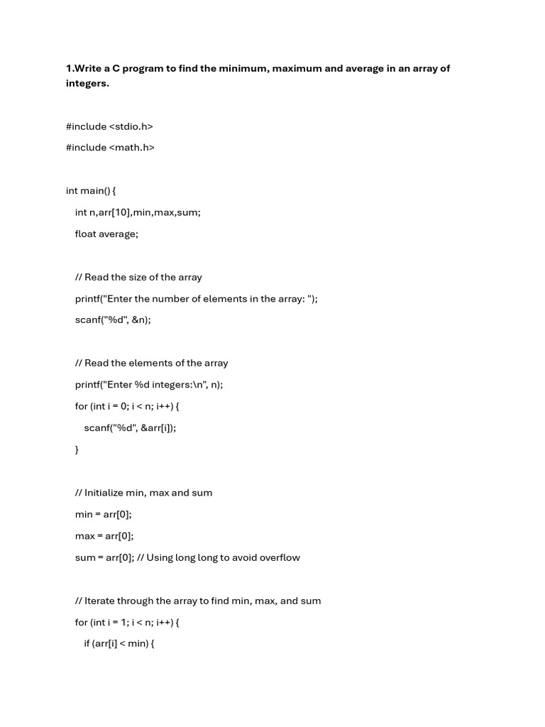 Pps Lab Programms Reamaining | PDF | Matrix (Mathematics) | Integer ...