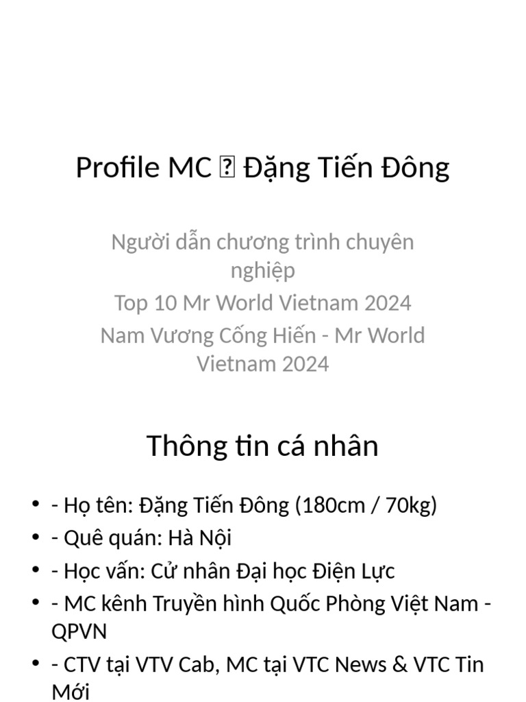 Profile MC Dang Tien Dong | PDF