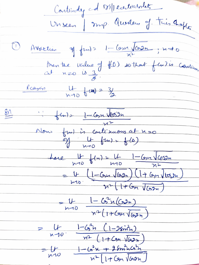 Few New and Most Important Questions of Cont and Differentiability | PDF