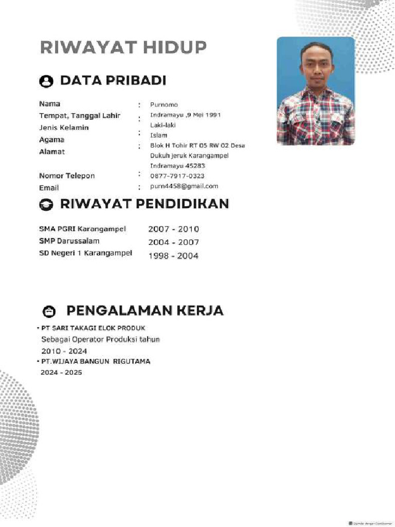 Cv Purnomo (Rigger) | PDF