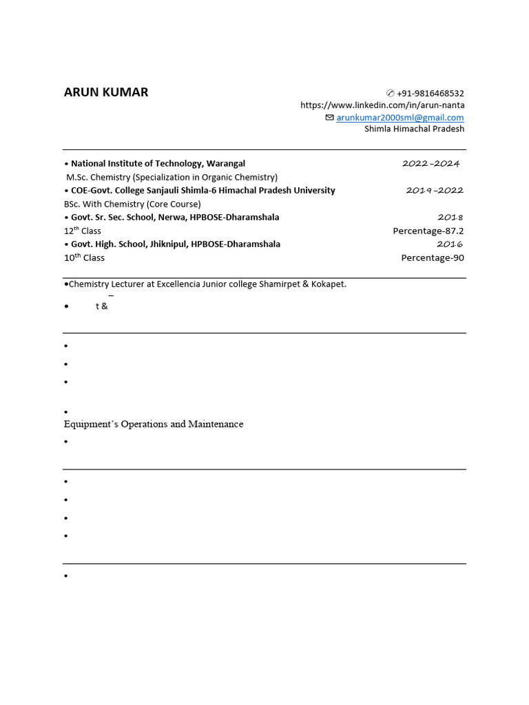 Arun Kumar - CV-1-1 | PDF