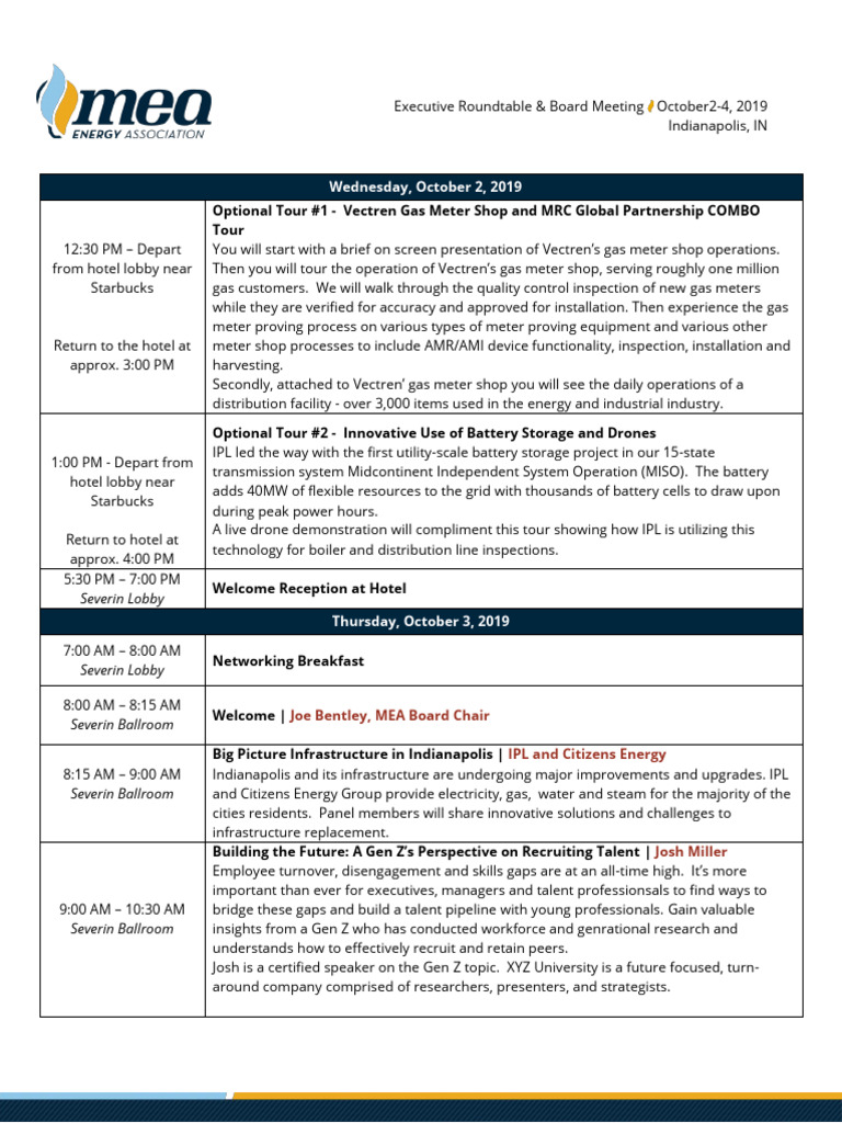 Executive Roundtable & Board Meeting 2019 | PDF