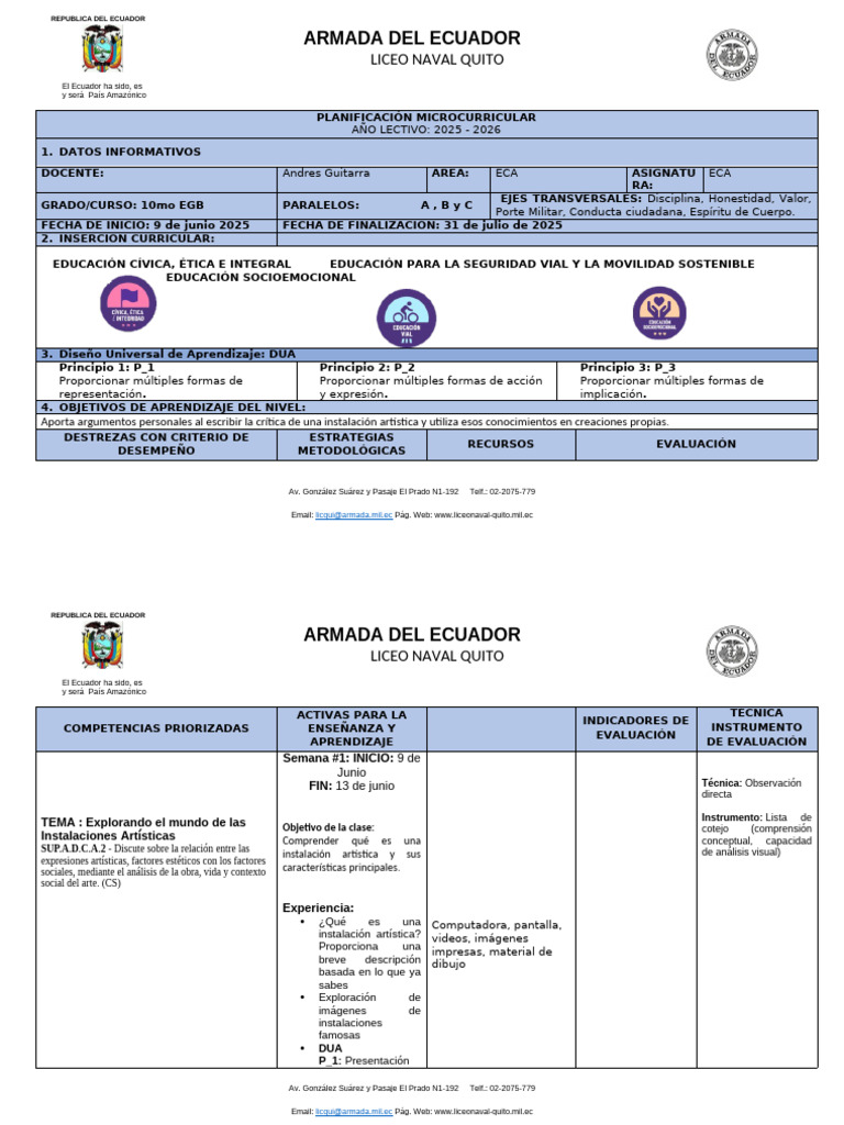 PLANIFICACIÓN MICROCURRICULAR 10mo EGB | PDF | Evaluación | Ecuador