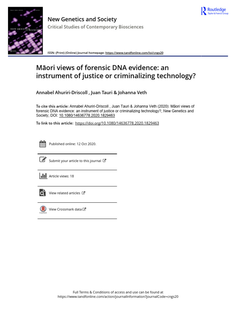 Ahuriri-Driscoll2020 | PDF | Dna Profiling | Forensic Science