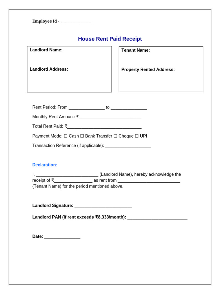 House Rent Receipt India | PDF