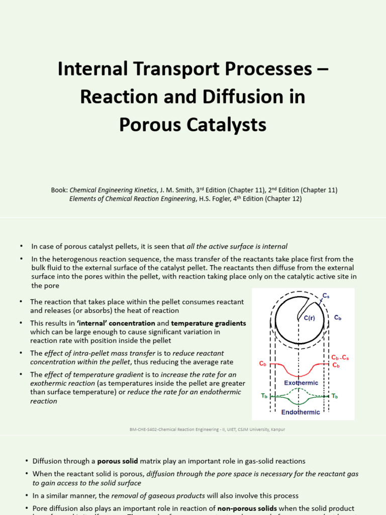 Internal Transport in Porous Catalysts | PDF | Diffusion | Gases