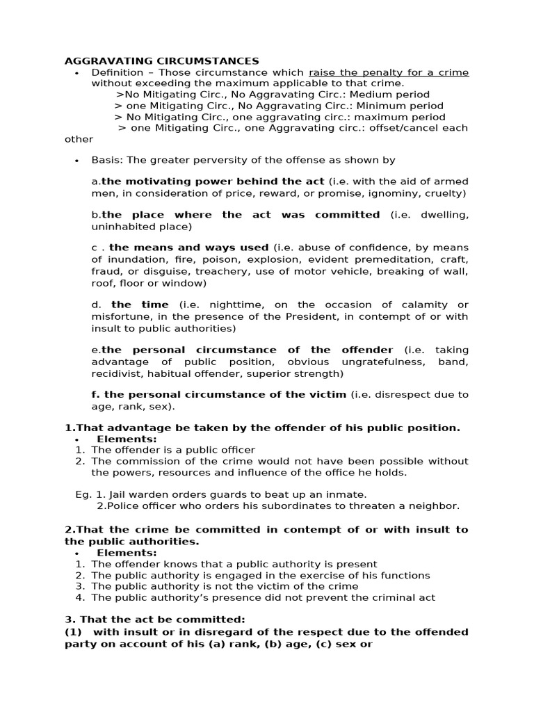 Understanding Aggravating Circumstances | PDF | Crimes | Crime & Violence