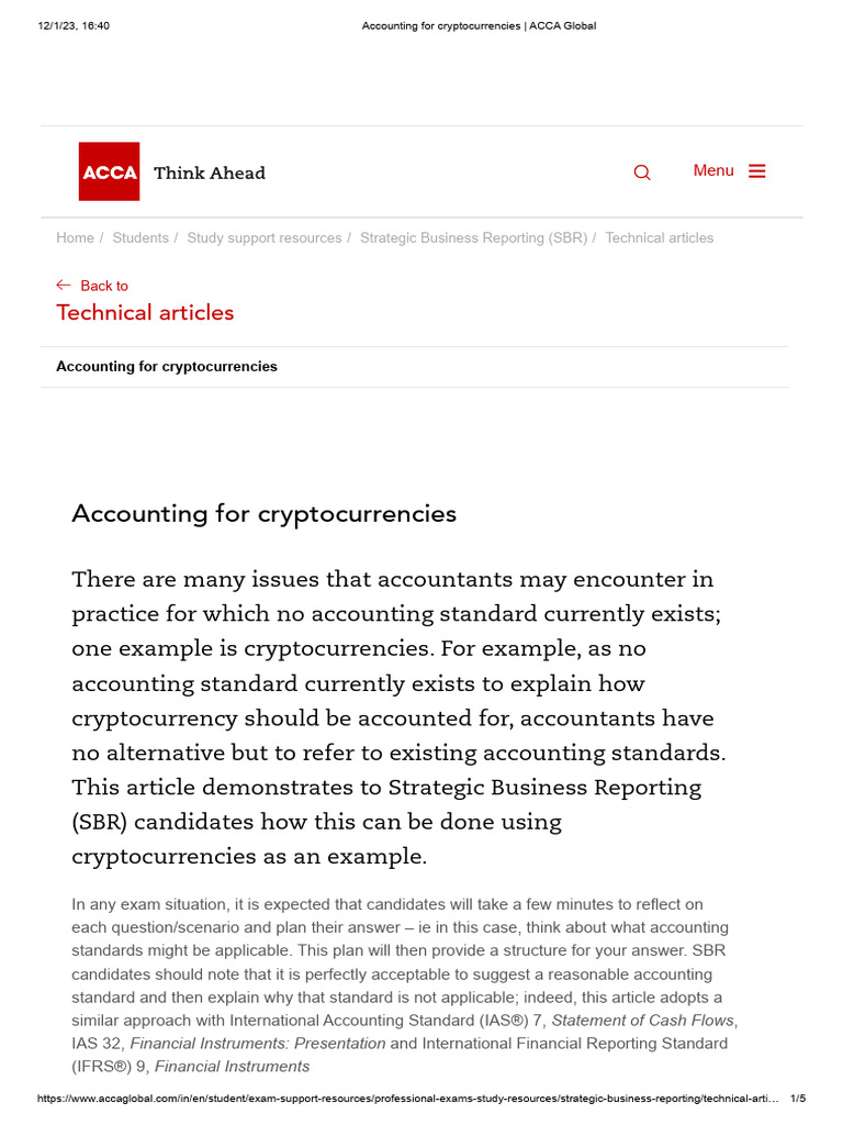 Accounting for cryptocurrencies _ ACCA Global | PDF | Fair Value |  International Financial Reporting Standards