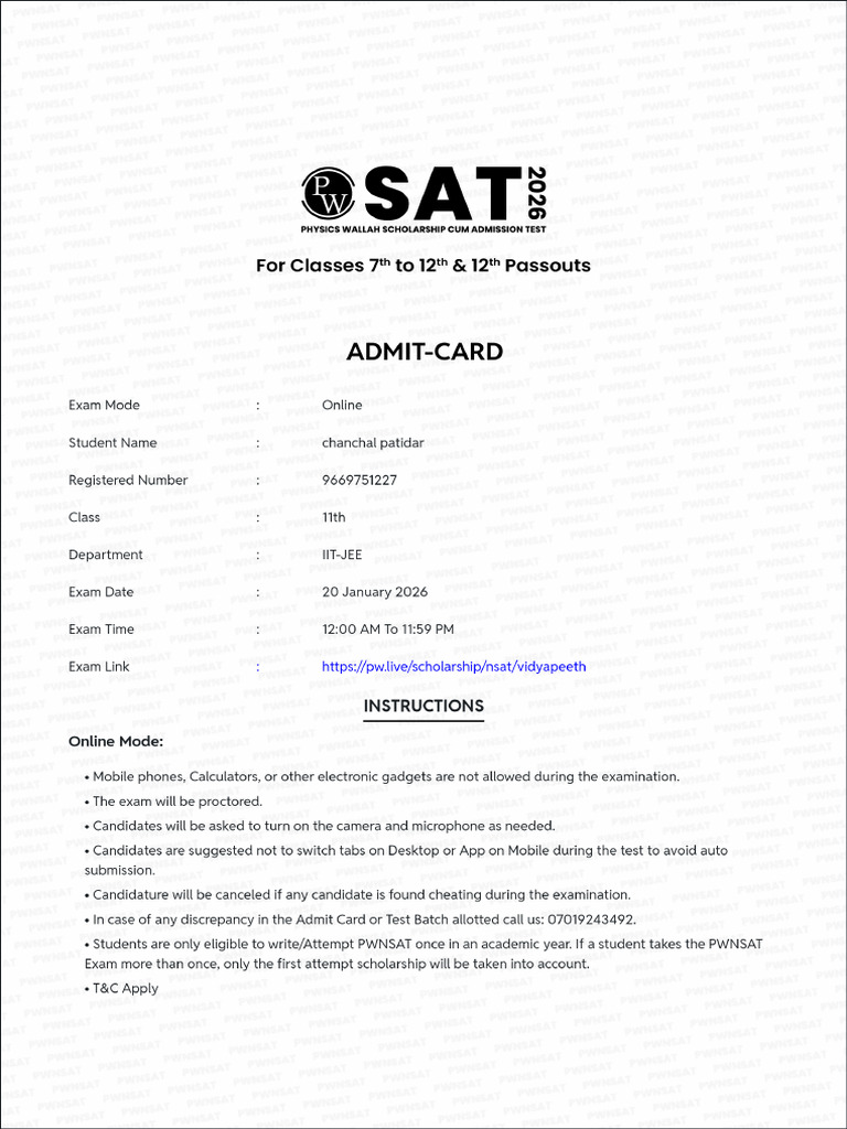Admit Card | PDF
