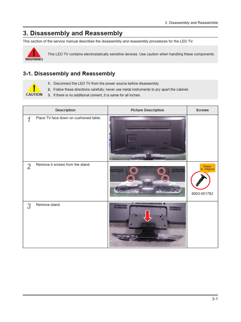 LED TV Disassembly Guide | PDF | Manufactured Goods | Mechanical ...