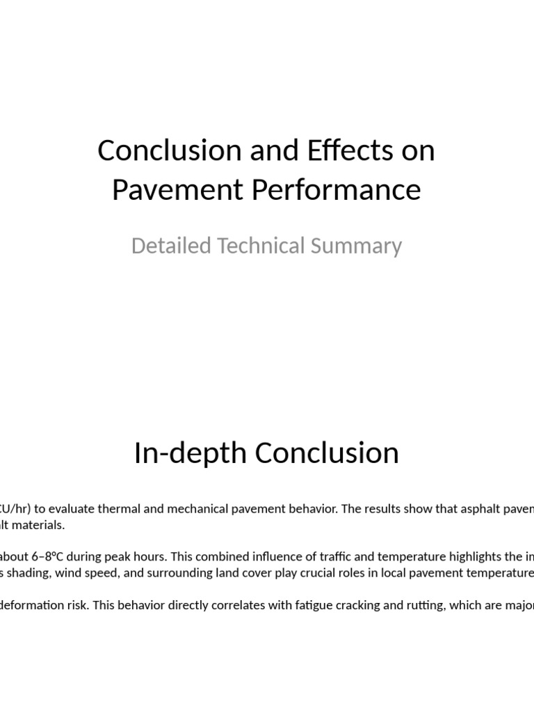 InDepth Conclusion and Effects On Pavement Performance | PDF