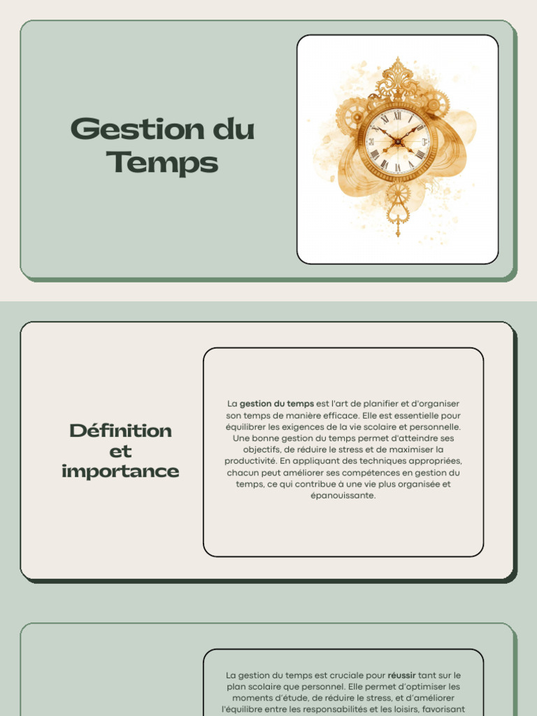 Techniques efficaces de gestion du temps | PDF | Gestion du temps ...