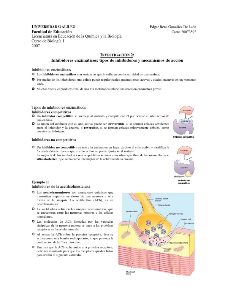 Inhibidores enzimáticos | PDF | Inhibidor de la enzima | Acetilcolina