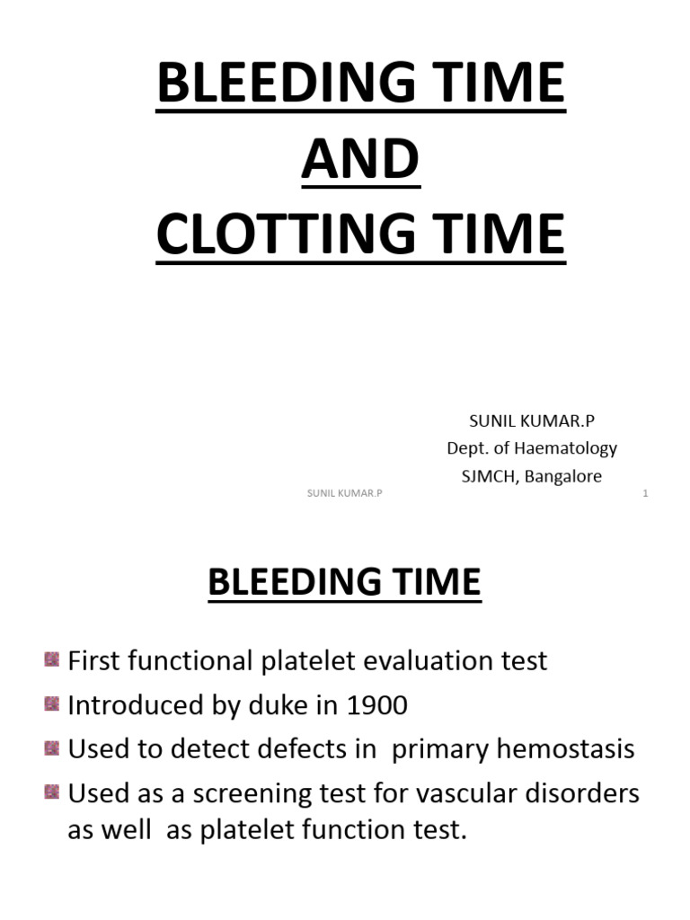 bleedingtimeandclottingtime | PDF | Medical Specialties | Blood