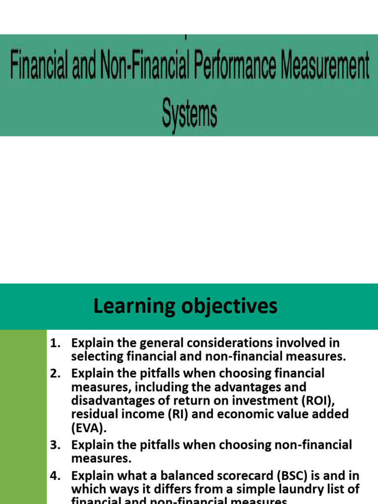 Financial and Non-Financial Measures Guide | PDF | Return On Investment ...
