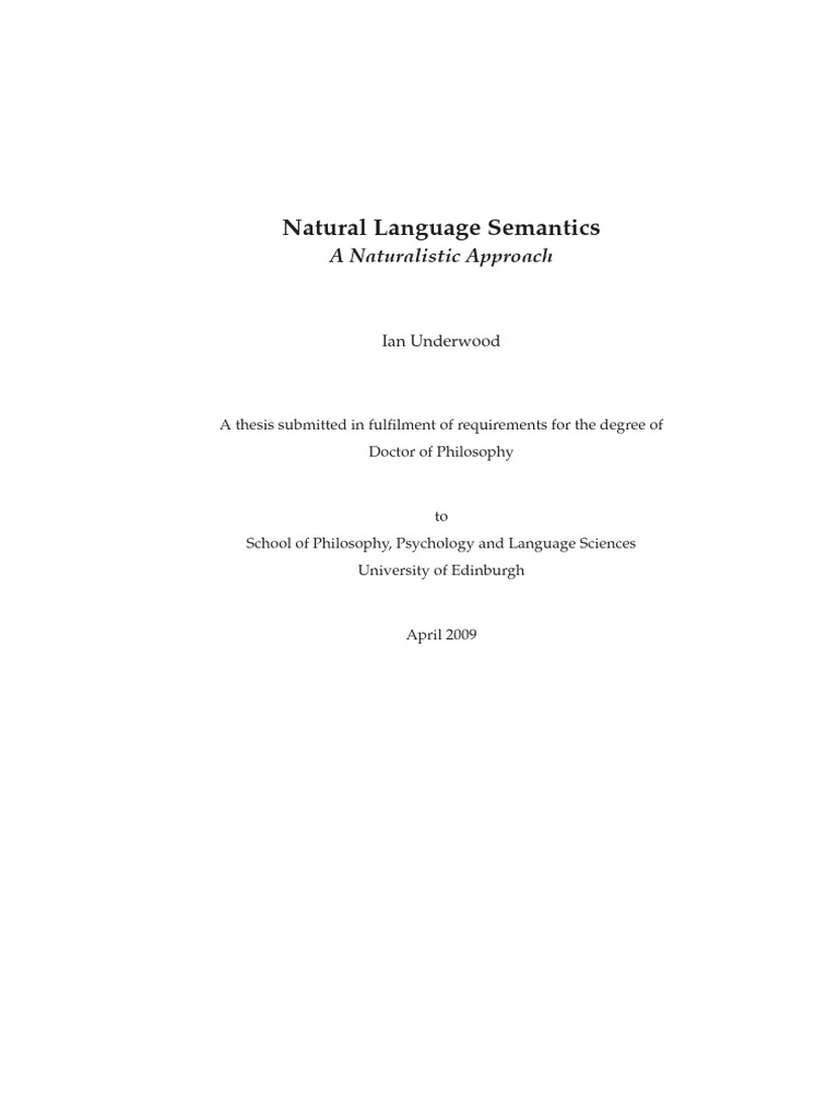 Natural Language Semantics Thesis | PDF | Semantics | Truth
