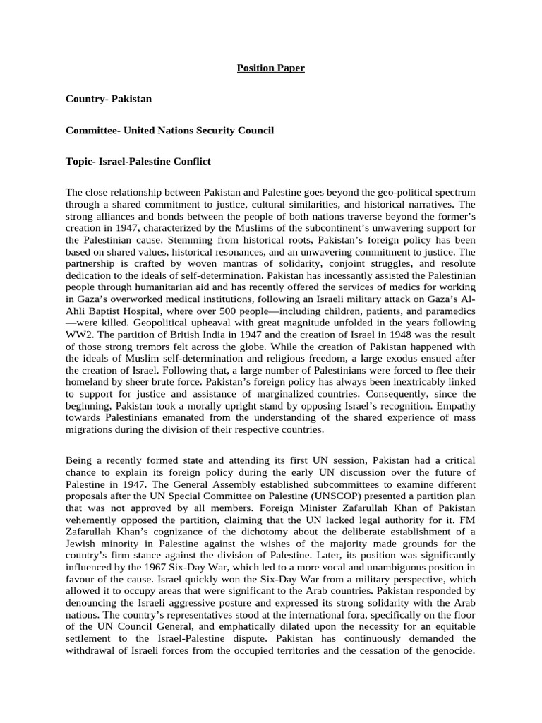 Pakistan's Stance on Israel-Palestine Conflict | PDF | Israel | World ...