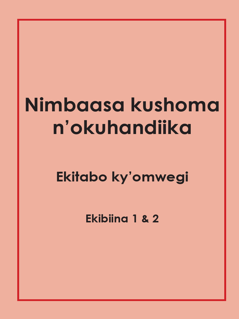 P1- P2 Handout Runyankore-Rukiga HL FINAL | PDF | Learning | Cognition