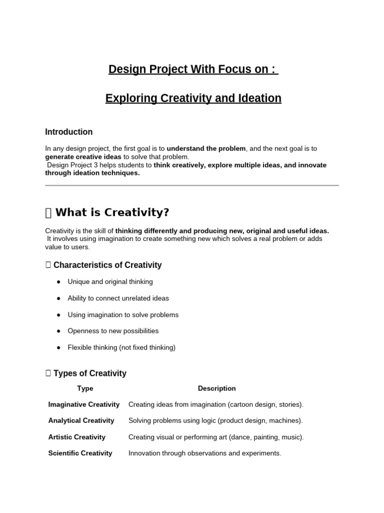 DTI - Design Project With Focus On Exploring Creativity and Ideation ...