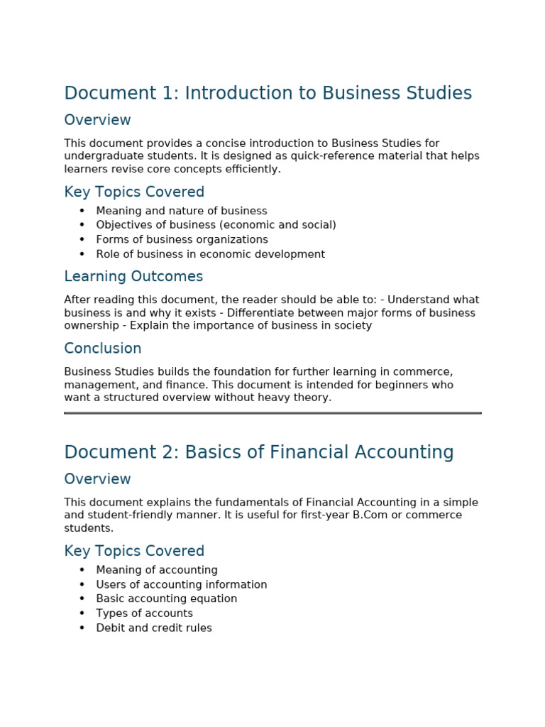 Introduction to Business Studies Guide | PDF